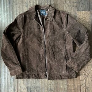 Vintage Preppy Brown Suede Zip Jacket Faded Glory Mens M